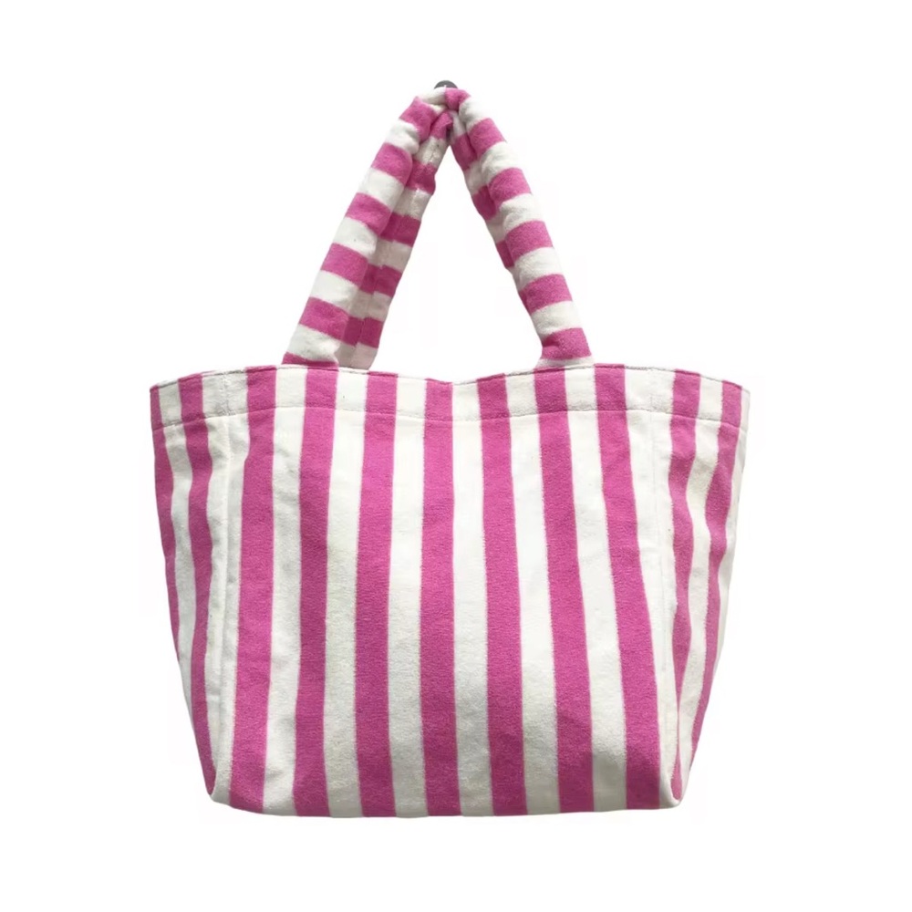 Terry Summer Striped Pink and White Tote Bag